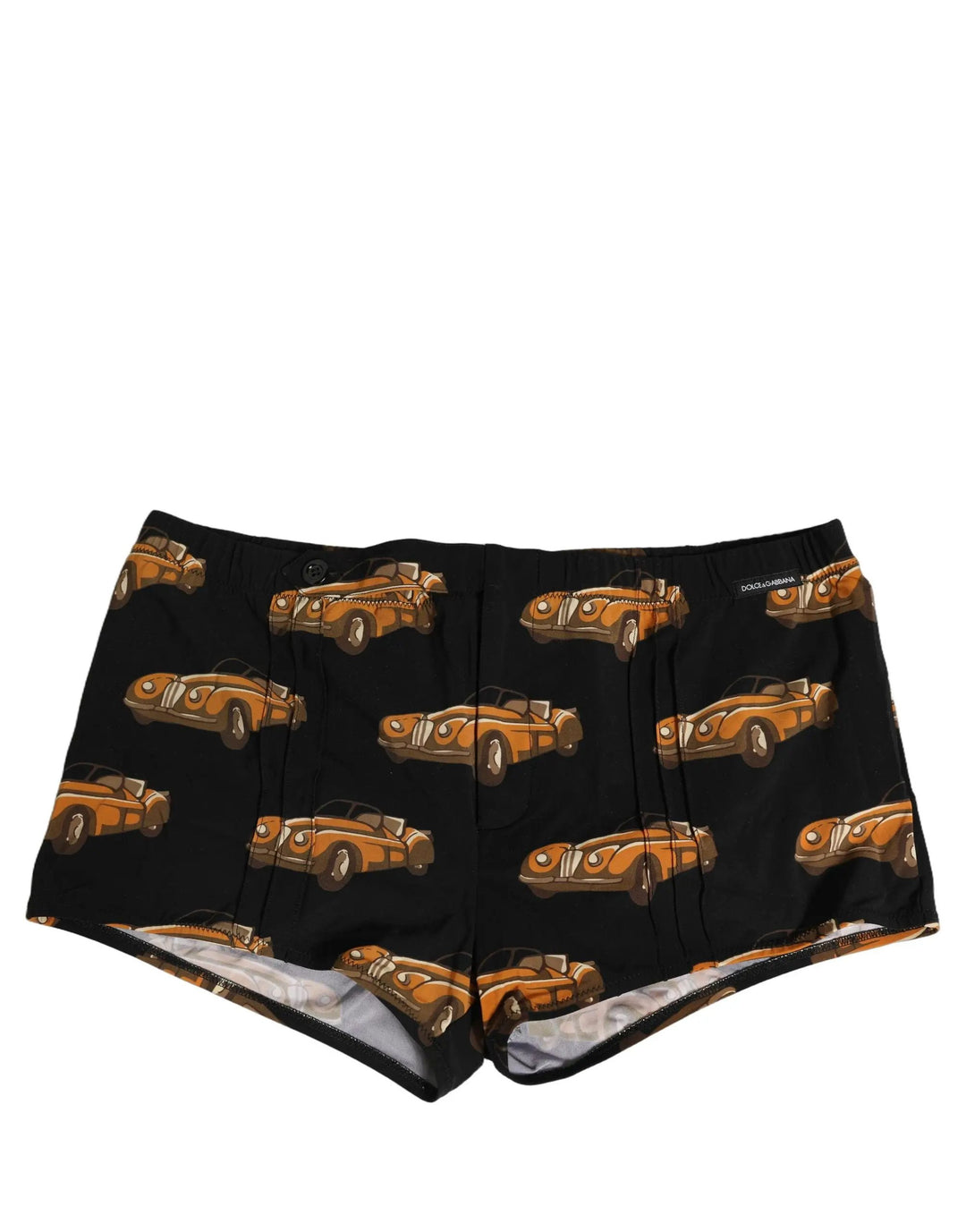 Dolce &amp; Gabbana Sample Sale | Dolce &amp; Gabbana Black Car Print Swim Trunk Beachwear Swimwear - | Designer outlet