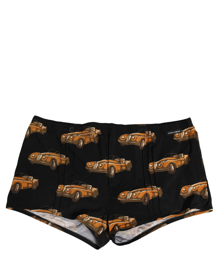Dolce &amp; Gabbana Sample Sale | Dolce &amp; Gabbana Black Car Print Swim Trunk Beachwear Swimwear - | Designer outlet