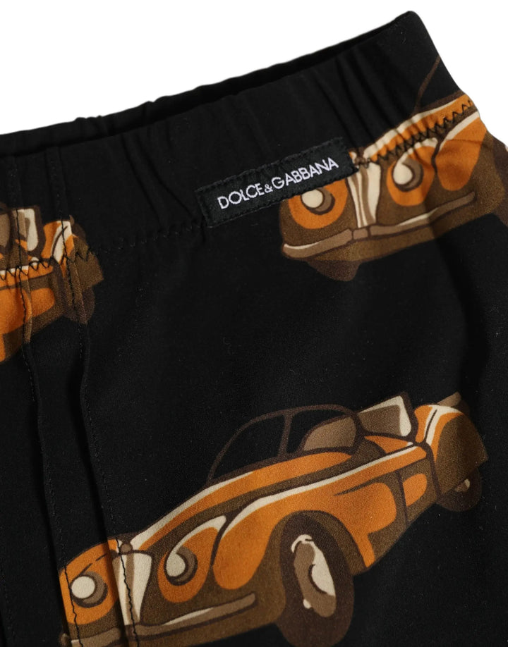 Dolce &amp; Gabbana Sample Sale | Dolce &amp; Gabbana Black Car Print Swim Trunk Beachwear Swimwear - | Designer outlet