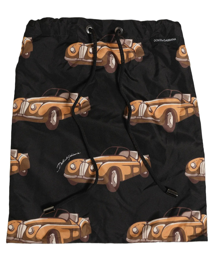 Dolce &amp; Gabbana Sample Sale | Dolce &amp; Gabbana Black Car Print Swim Trunk Beachwear Swimwear - | Designer outlet