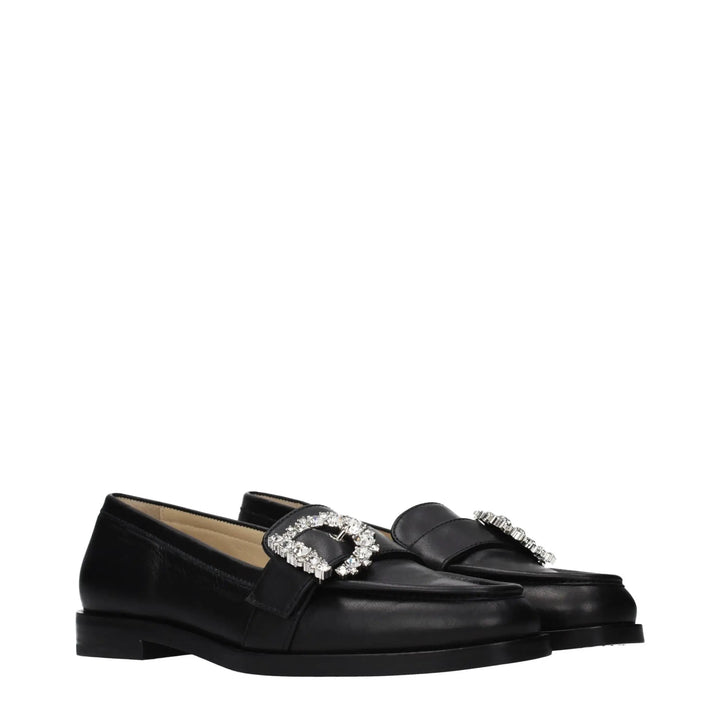 Jimmy Choo Sample Sale | Jimmy Choo Black Leather Slip-On Loafers - | Designer outlet