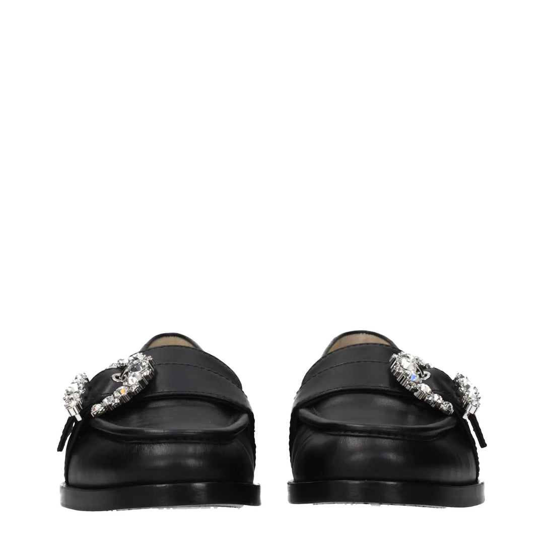 Jimmy Choo Sample Sale | Jimmy Choo Black Leather Slip-On Loafers - | Designer outlet