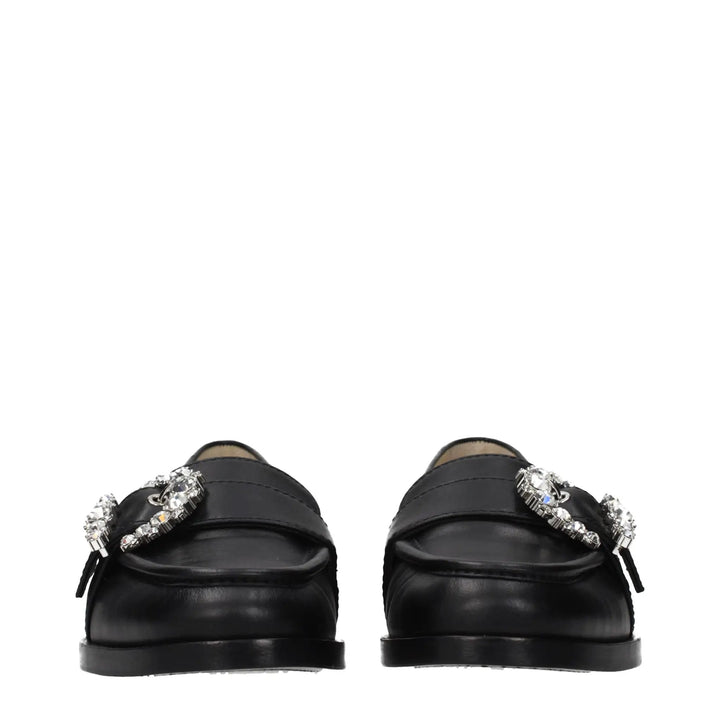 Jimmy Choo Sample Sale | Jimmy Choo Black Leather Slip-On Loafers - | Designer outlet