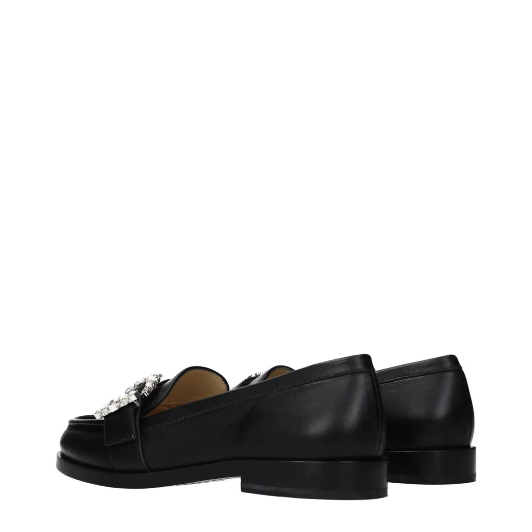 Jimmy Choo Sample Sale | Jimmy Choo Black Leather Slip-On Loafers - | Designer outlet