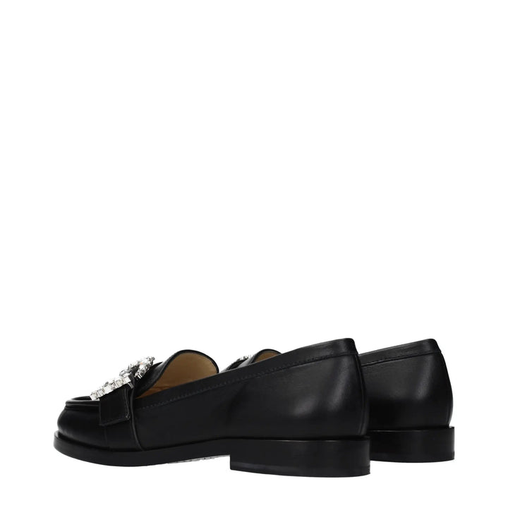 Jimmy Choo Sample Sale | Jimmy Choo Black Leather Slip-On Loafers - | Designer outlet