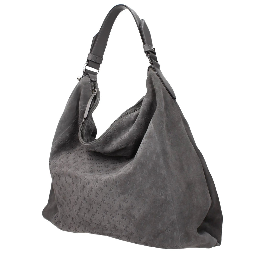Jimmy Choo Gray Suede Shoulder Bag