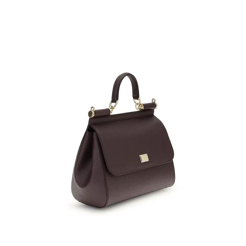 Dolce &amp; Gabbana Bordeaux Calf Leather Handbag