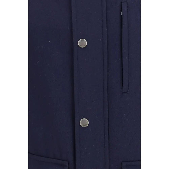 Brunello Cucinelli Blue Wool Oves Aries Full-Length Jacket