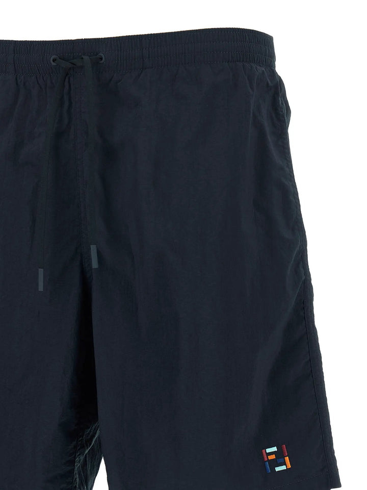 Fendi Sample Sale | Fendi Blue Polyamide Swim Shorts - | Designer outlet