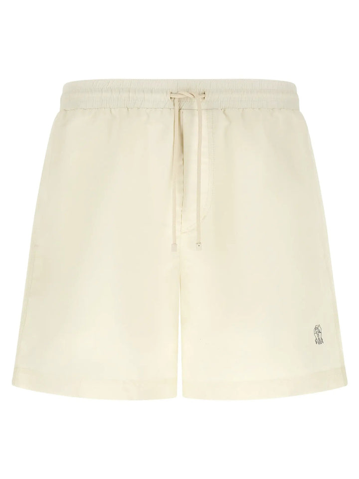 Brunello Cucinelli Sample Sale | Brunello Cucinelli White Polyester Swim Shorts - | Designer outlet