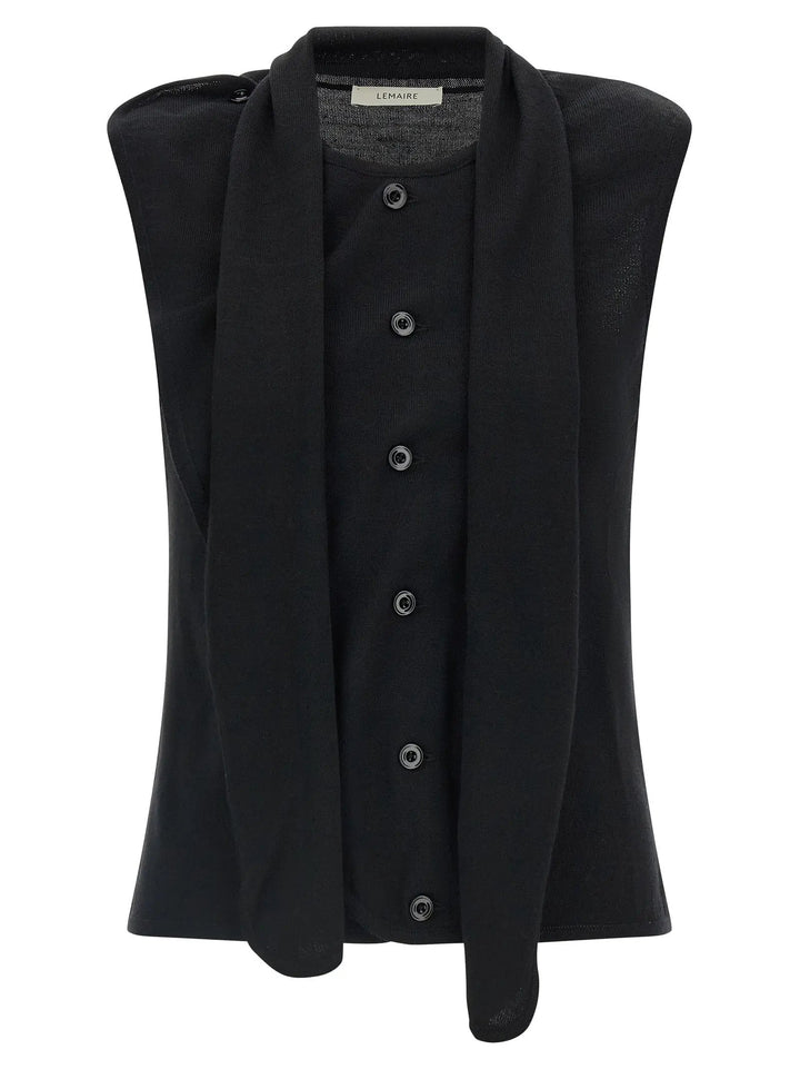 Lemaire Sample Sale | Lemaire Black Wool Sleeveless Jacket - | Designer outlet