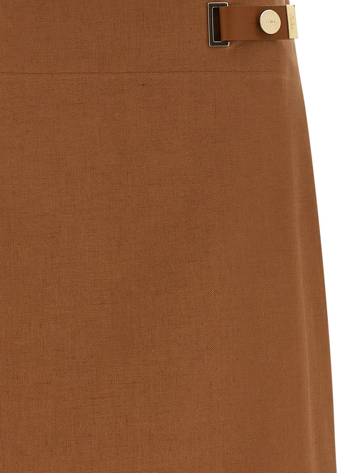 Fendi Sample Sale | Fendi Brown Linen Midi Skirt - | Designer outlet