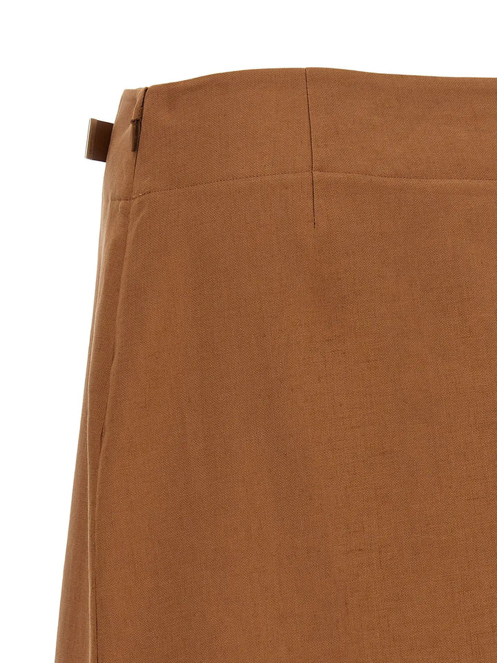 Fendi Sample Sale | Fendi Brown Linen Midi Skirt - | Designer outlet