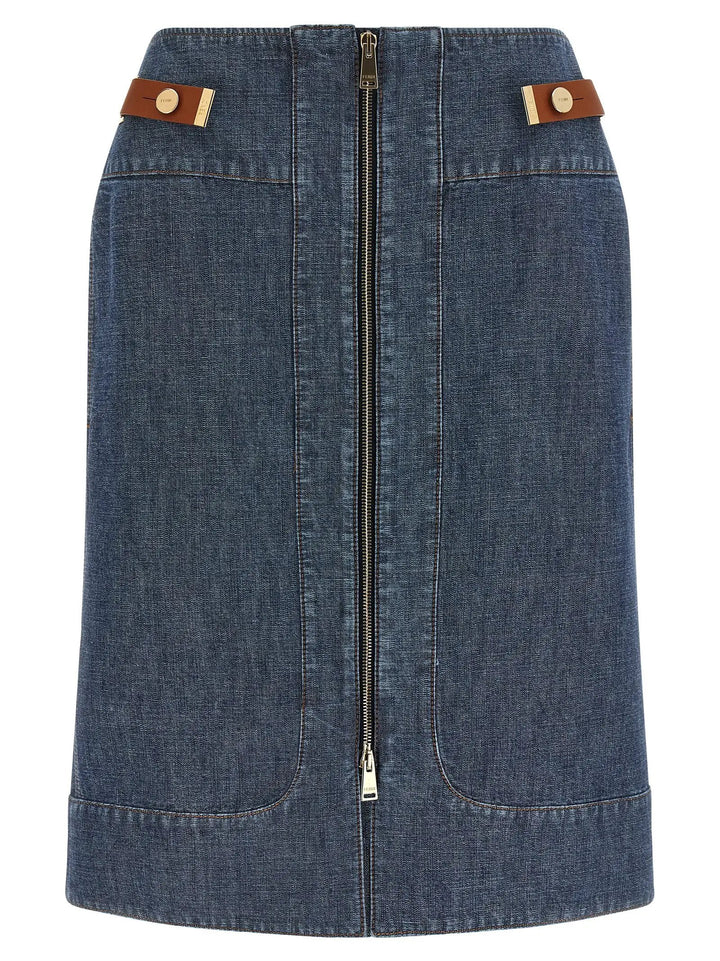 Fendi Sample Sale | Fendi Blue Cotton Midi Skirt - | Designer outlet