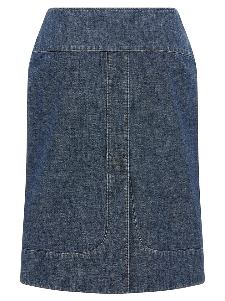 Fendi Sample Sale | Fendi Blue Cotton Midi Skirt - | Designer outlet