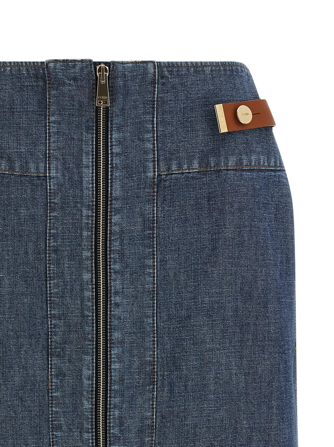 Fendi Sample Sale | Fendi Blue Cotton Midi Skirt - | Designer outlet