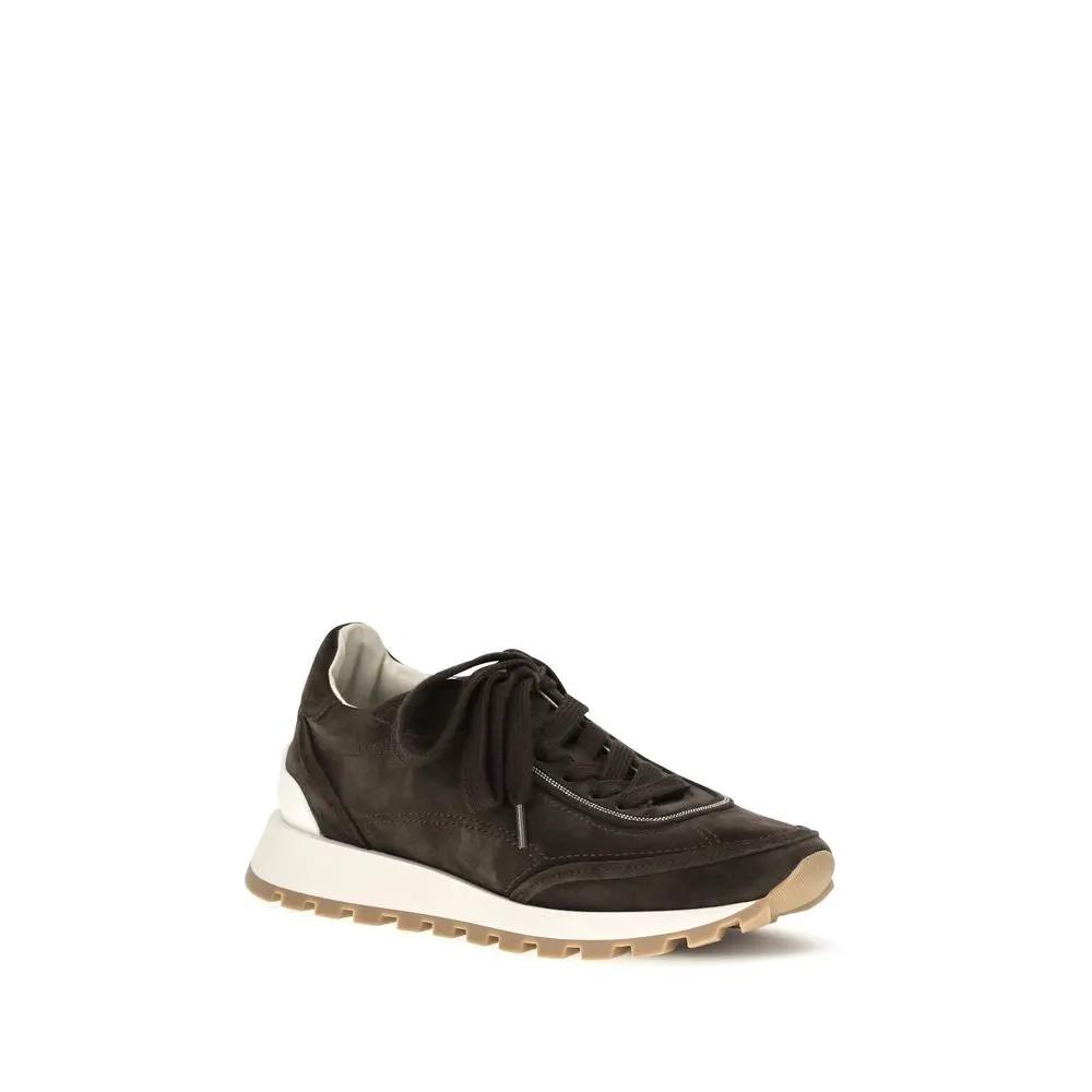 Brunello Cucinelli Sample Sale | Brunello Cucinelli Brown Suede Leather Low Top Sneakers - | Designer outlet