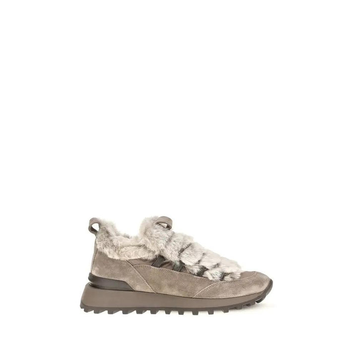 Brunello Cucinelli Sample Sale | Brunello Cucinelli Gray Suede Leather Athletic Sneakers - | Designer outlet