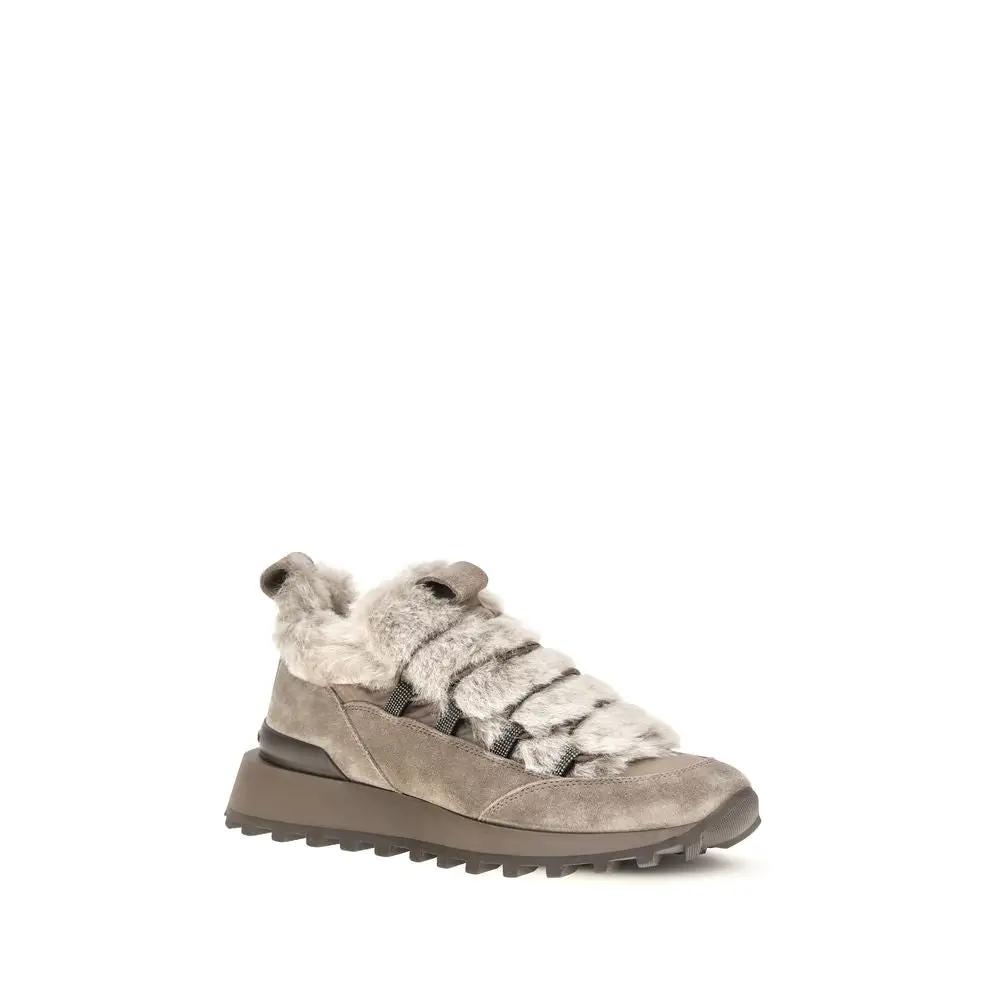 Brunello Cucinelli Sample Sale | Brunello Cucinelli Gray Suede Leather Athletic Sneakers - | Designer outlet