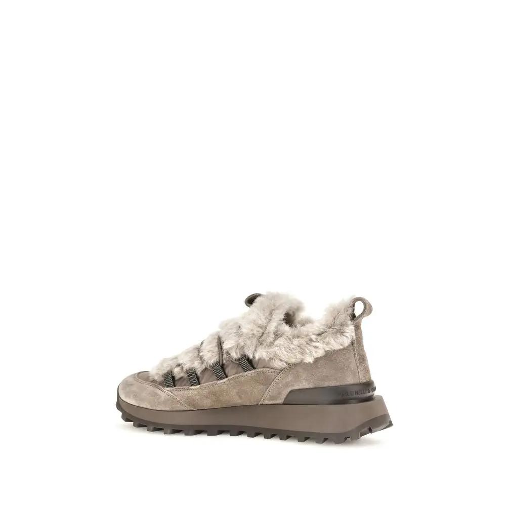 Brunello Cucinelli Sample Sale | Brunello Cucinelli Gray Suede Leather Athletic Sneakers - | Designer outlet