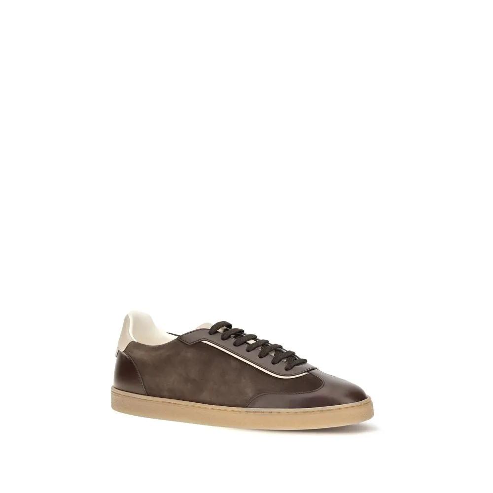 Brunello Cucinelli Sample Sale | Brunello Cucinelli Brown Calf Leather Bos Taurus Low Top Sneakers - | Designer outlet