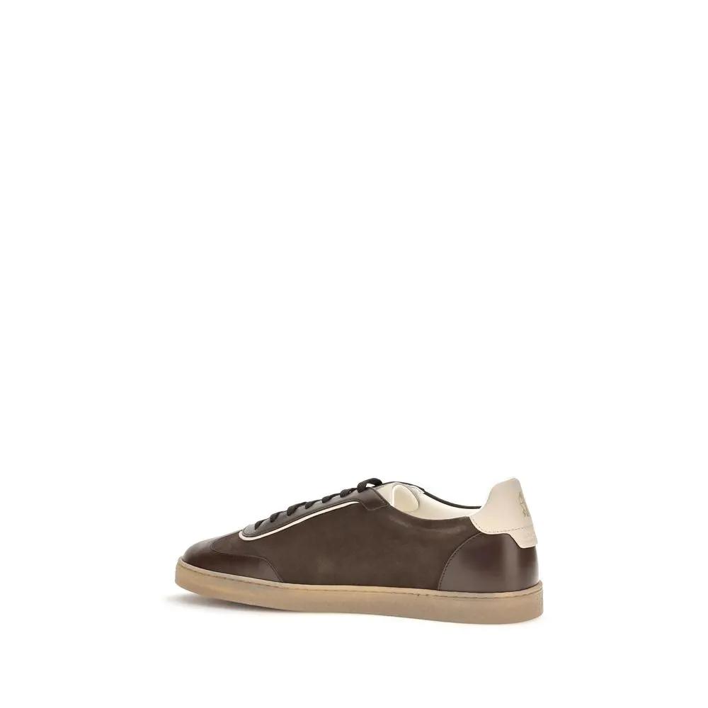 Brunello Cucinelli Sample Sale | Brunello Cucinelli Brown Calf Leather Bos Taurus Low Top Sneakers - | Designer outlet