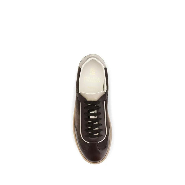 Brunello Cucinelli Sample Sale | Brunello Cucinelli Brown Calf Leather Bos Taurus Low Top Sneakers - | Designer outlet