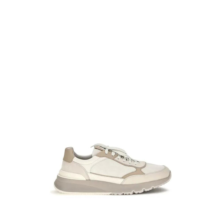 Brunello Cucinelli Sample Sale | Brunello Cucinelli Beige Calf Leather Bos Taurus Athletic Sneakers - | Designer outlet