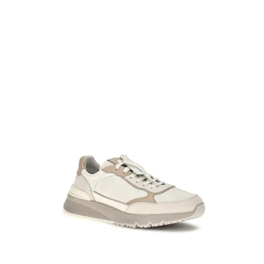 Brunello Cucinelli Sample Sale | Brunello Cucinelli Beige Calf Leather Bos Taurus Athletic Sneakers - | Designer outlet