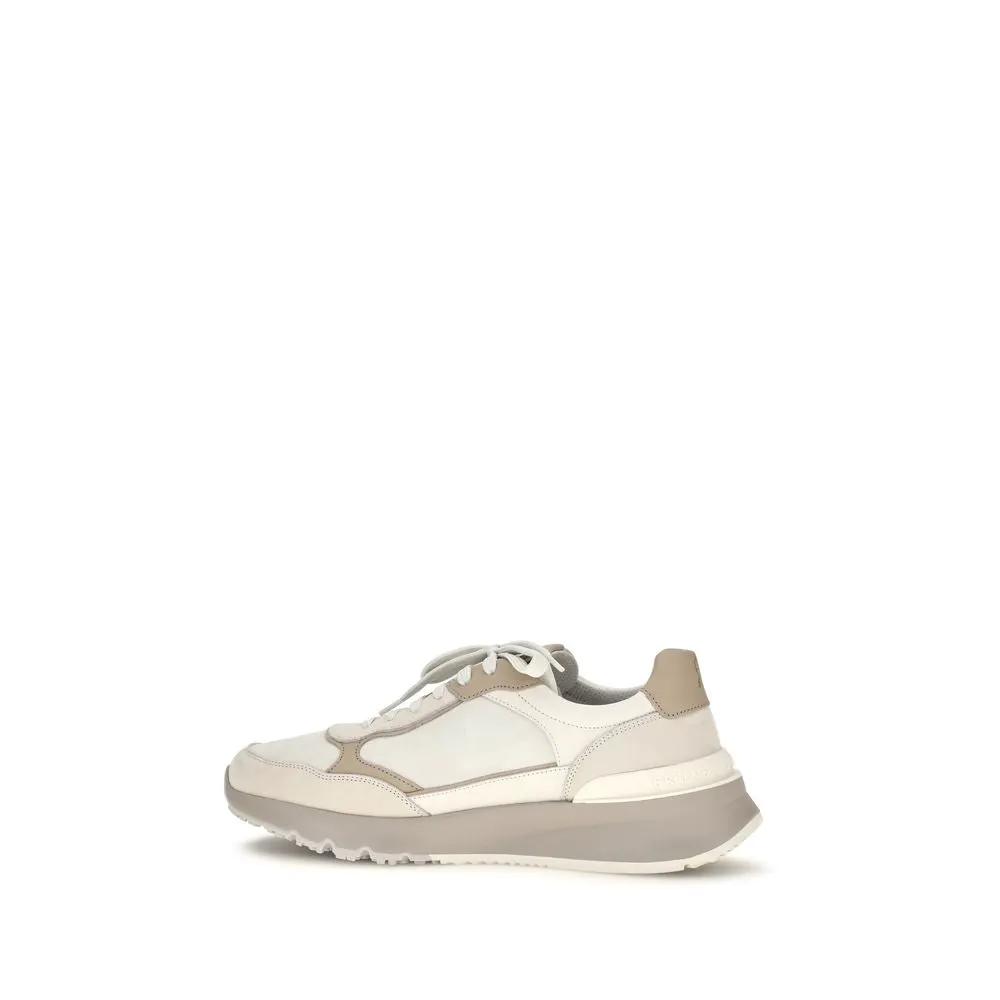 Brunello Cucinelli Sample Sale | Brunello Cucinelli Beige Calf Leather Bos Taurus Athletic Sneakers - | Designer outlet