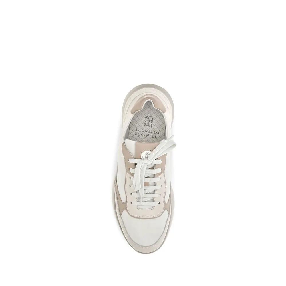 Brunello Cucinelli Sample Sale | Brunello Cucinelli Beige Calf Leather Bos Taurus Athletic Sneakers - | Designer outlet