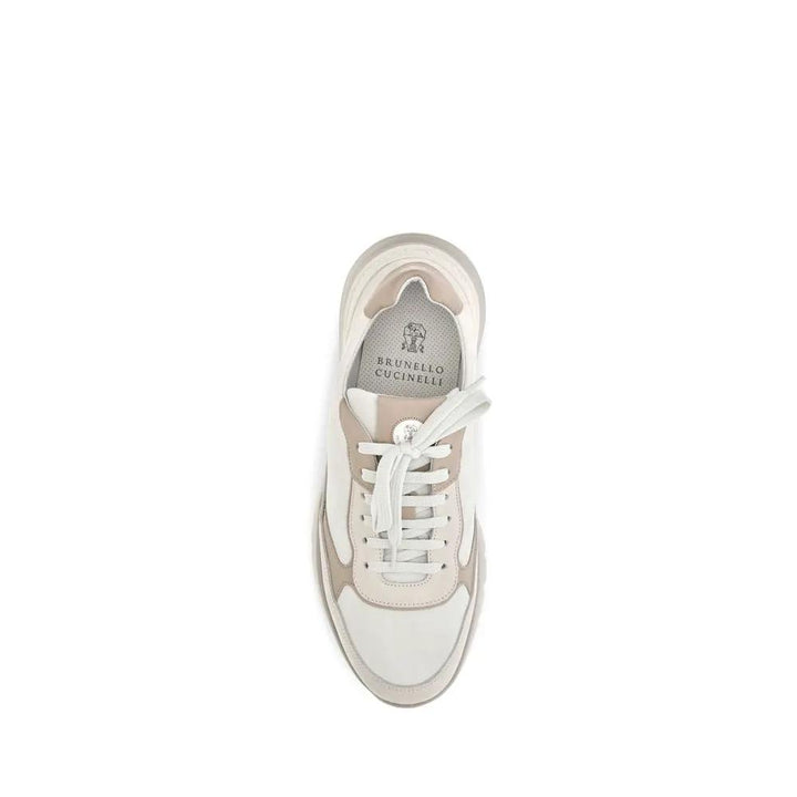 Brunello Cucinelli Sample Sale | Brunello Cucinelli Beige Calf Leather Bos Taurus Athletic Sneakers - | Designer outlet