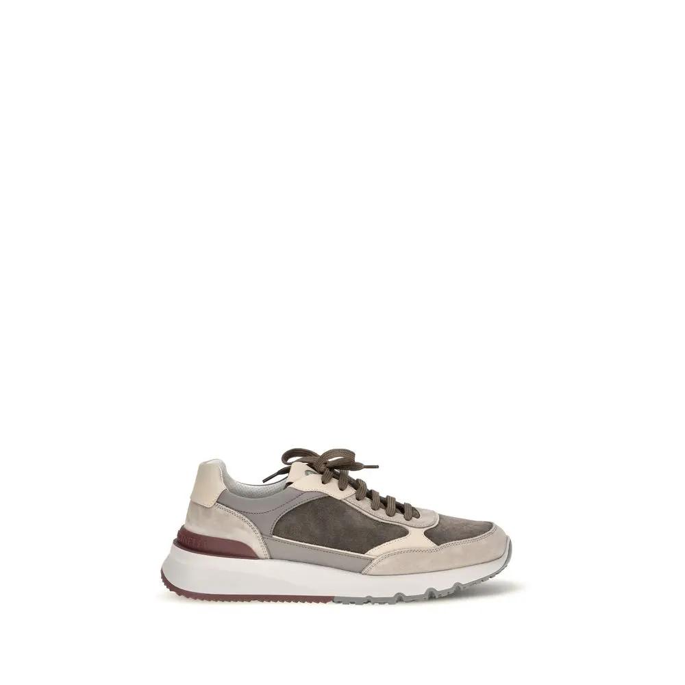 Brunello Cucinelli Sample Sale | Brunello Cucinelli Gray Calf Leather Bos Taurus Chunky Sneakers - | Designer outlet