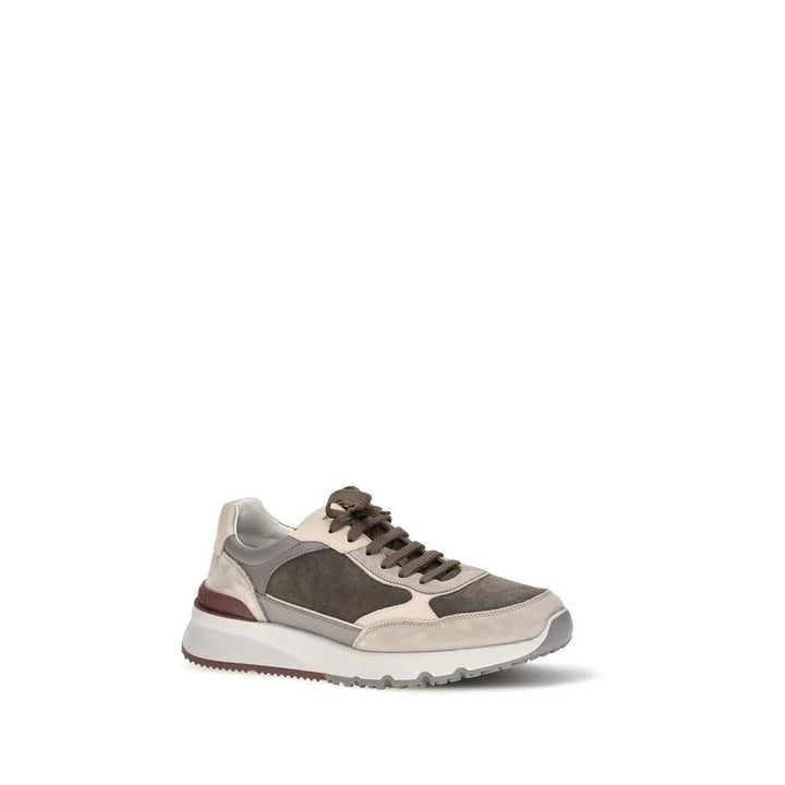 Brunello Cucinelli Sample Sale | Brunello Cucinelli Gray Calf Leather Bos Taurus Chunky Sneakers - | Designer outlet