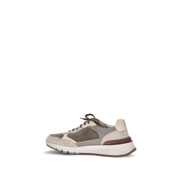 Brunello Cucinelli Sample Sale | Brunello Cucinelli Gray Calf Leather Bos Taurus Chunky Sneakers - | Designer outlet