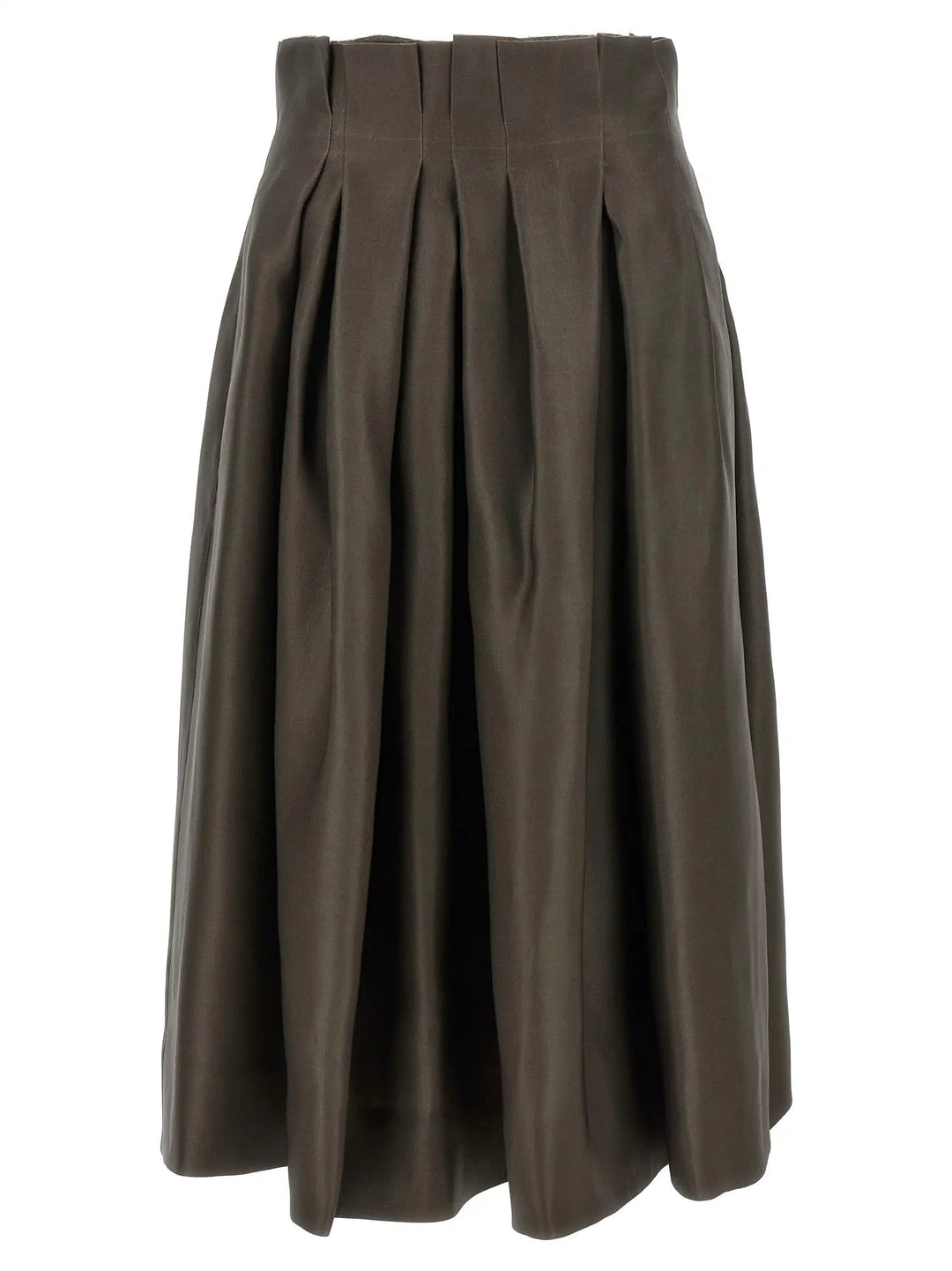 Khaite Brown Silk Midi Skirt