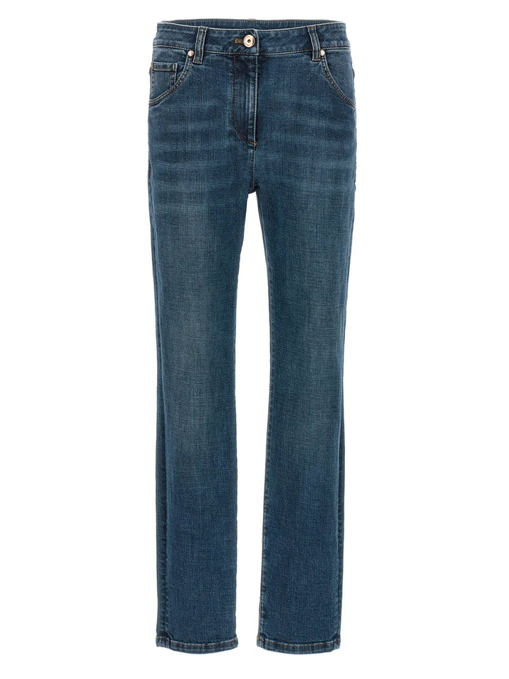 Brunello Cucinelli Blue Cotton Straight-Leg Jeans