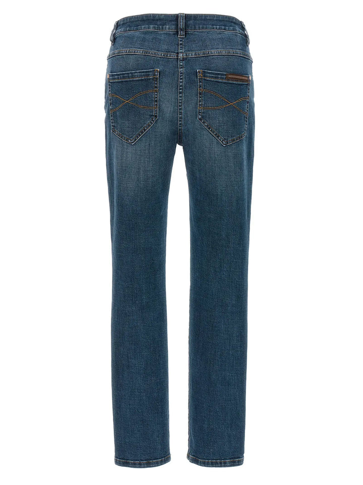 Brunello Cucinelli Blue Cotton Straight-Leg Jeans