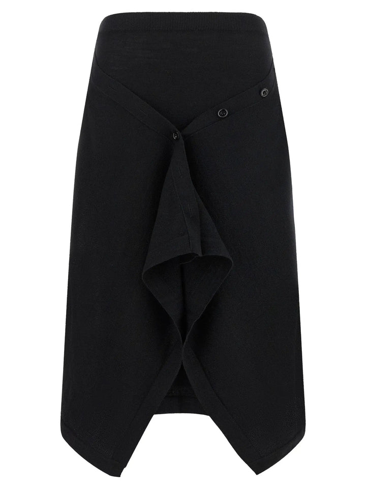 Lemaire Sample Sale | Lemaire Black Wool Midi Skirt - | Designer outlet