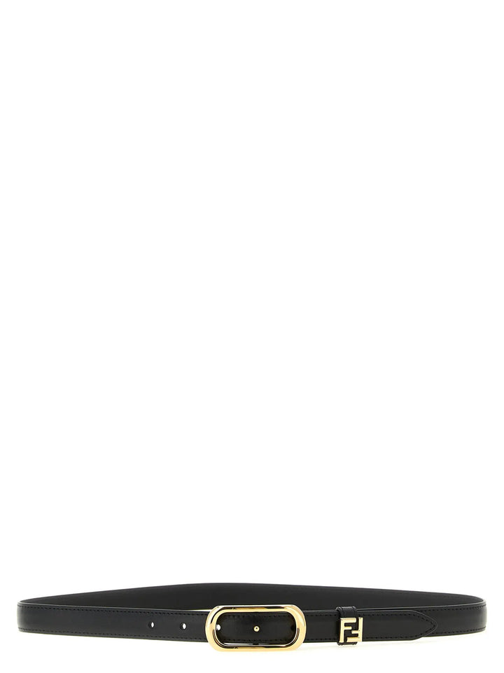 Fendi Sample Sale | Fendi Black Calfskin Thin Belt - | Designer outlet