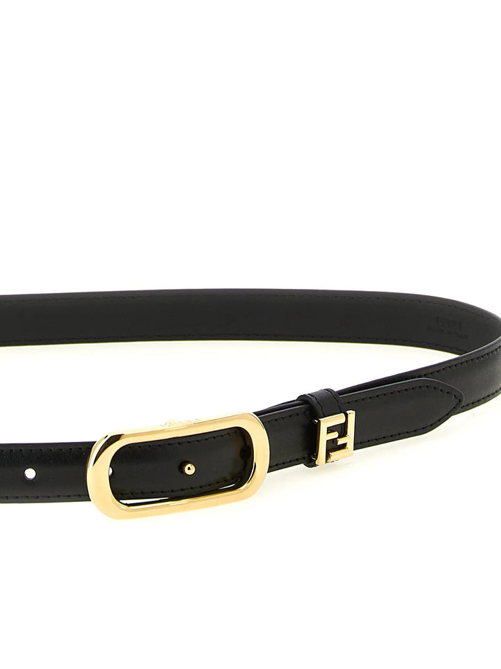 Fendi Sample Sale | Fendi Black Calfskin Thin Belt - | Designer outlet