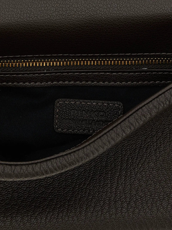 PINKO Brown Lamb Leather Crossbody Bag