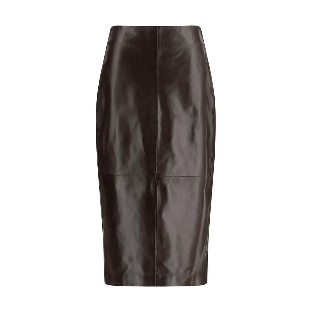Arma Sample Sale | Arma Brown Leather Long Skirt - | Designer outlet