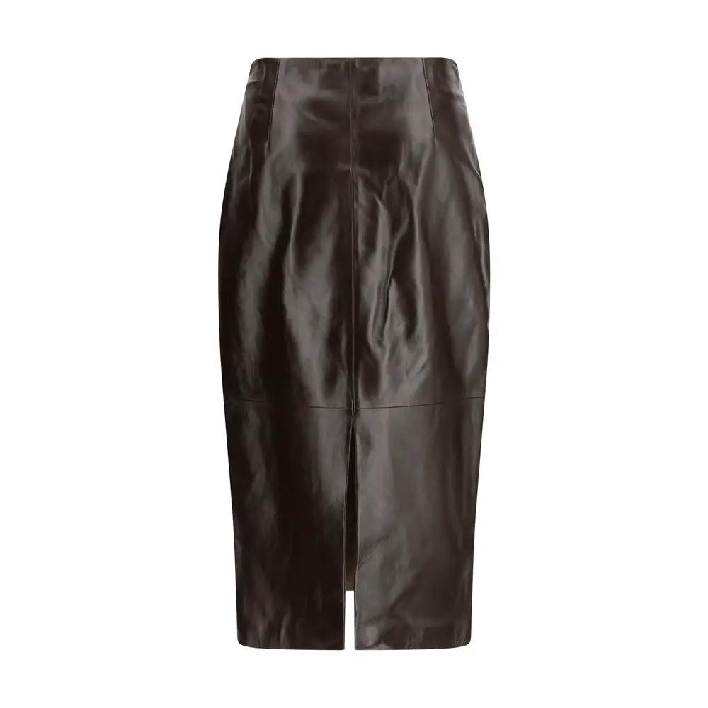Arma Sample Sale | Arma Brown Leather Long Skirt - | Designer outlet