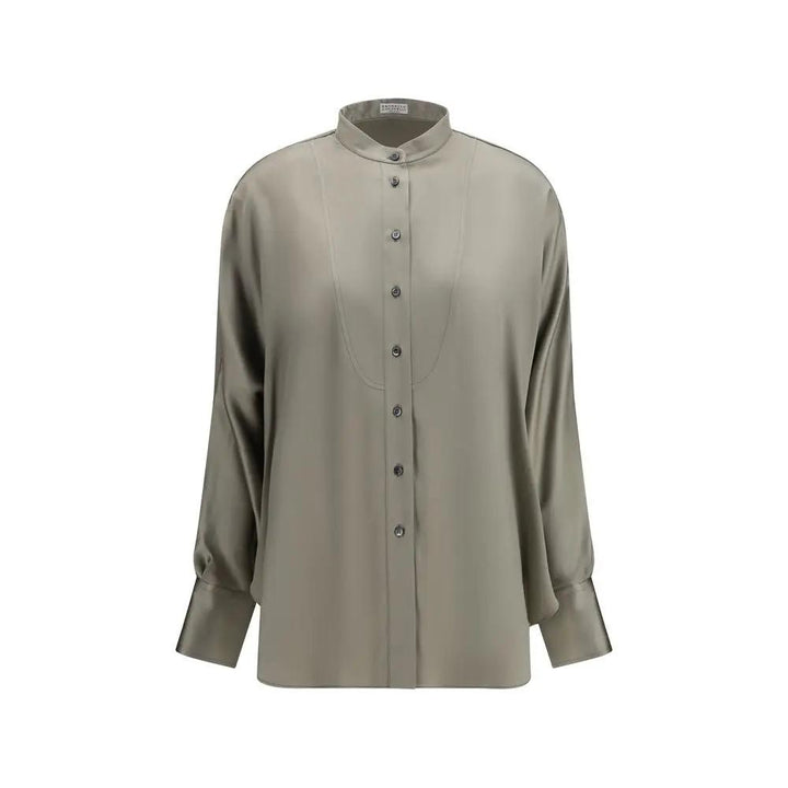 Brunello Cucinelli Sample Sale | Brunello Cucinelli Bicolor Silk Shirt - | Designer outlet