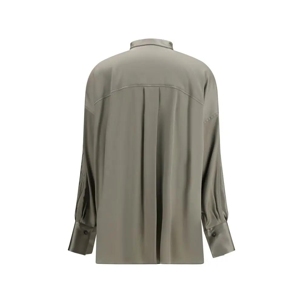 Brunello Cucinelli Sample Sale | Brunello Cucinelli Bicolor Silk Shirt - | Designer outlet