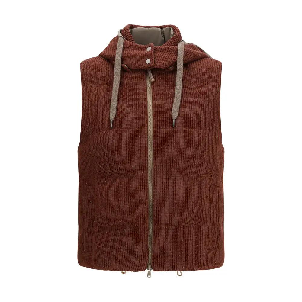 Brunello Cucinelli Sample Sale | Brunello Cucinelli Brown Cotton Sleeveless Jacket - | Designer outlet