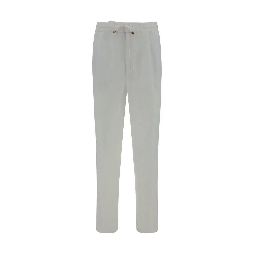 Brunello Cucinelli Sample Sale | Brunello Cucinelli White Linen Casual Pants - | Designer outlet
