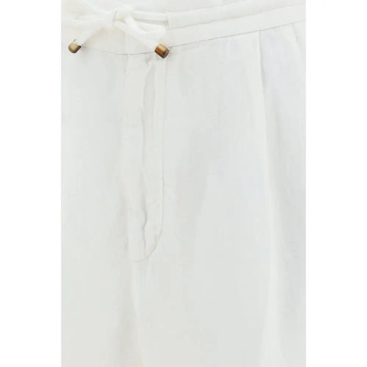 Brunello Cucinelli Sample Sale | Brunello Cucinelli White Linen Casual Pants - | Designer outlet