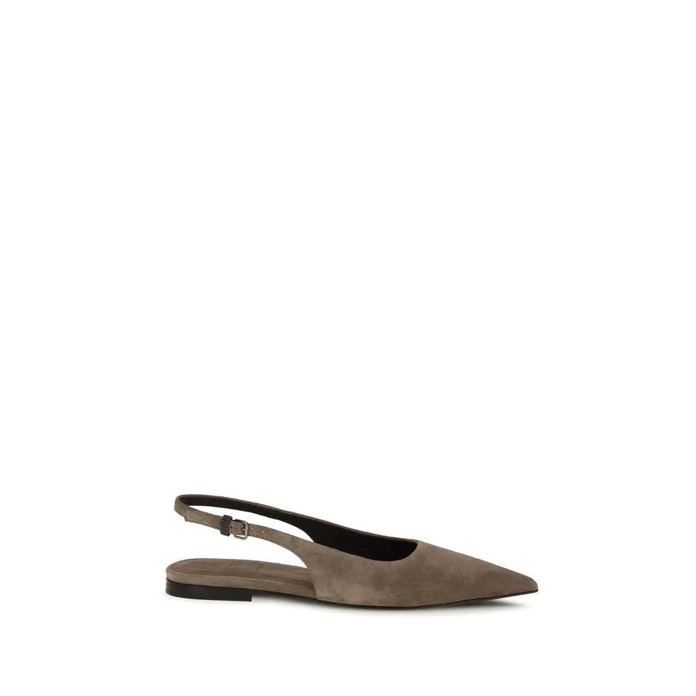 Brunello Cucinelli Sample Sale | Brunello Cucinelli Brown Calf Leather Bos Taurus Ballet Flats - | Designer outlet
